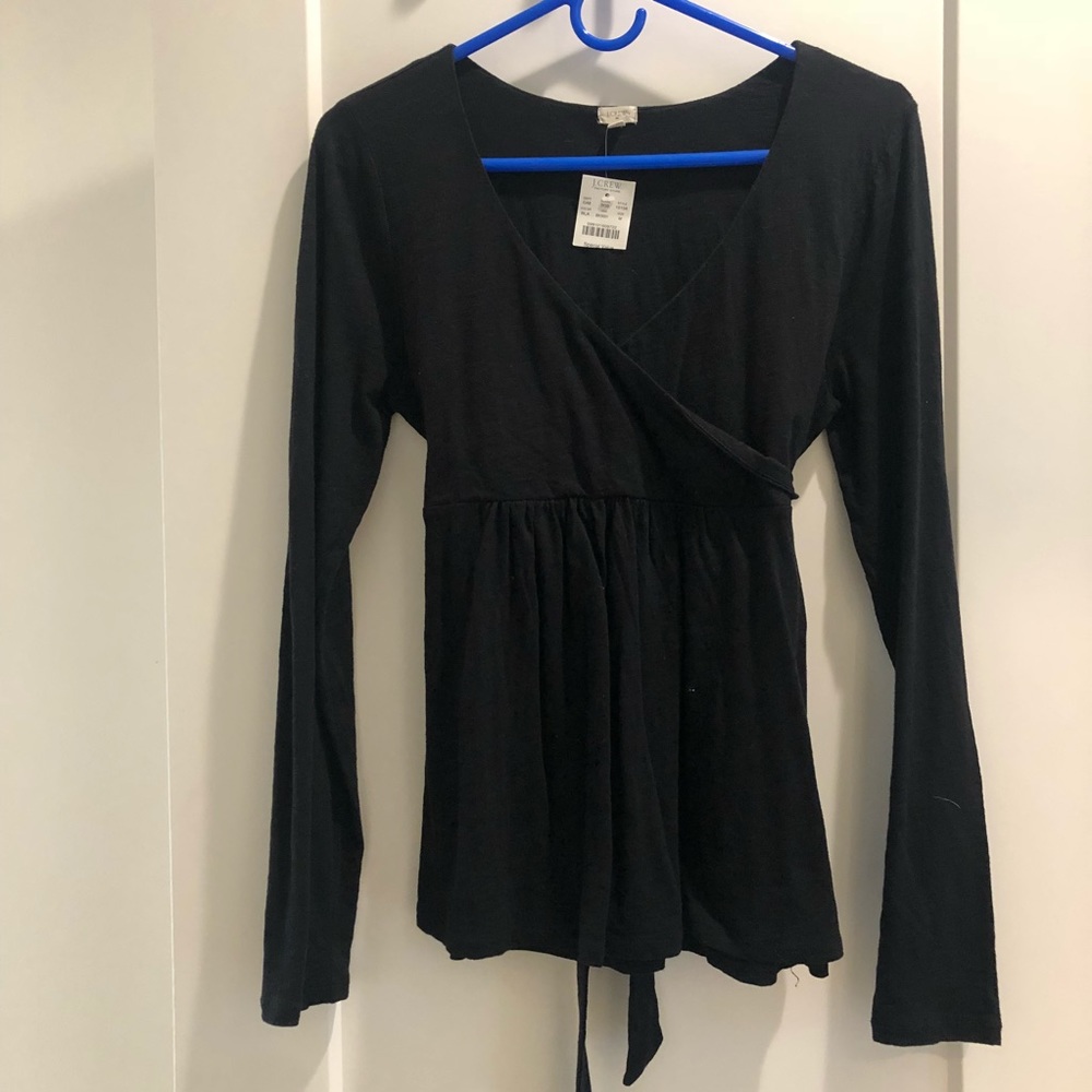 Jcrew tie-back black longsleeve tee